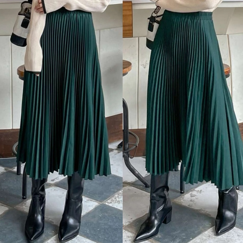 Boho pleated maxi skirt